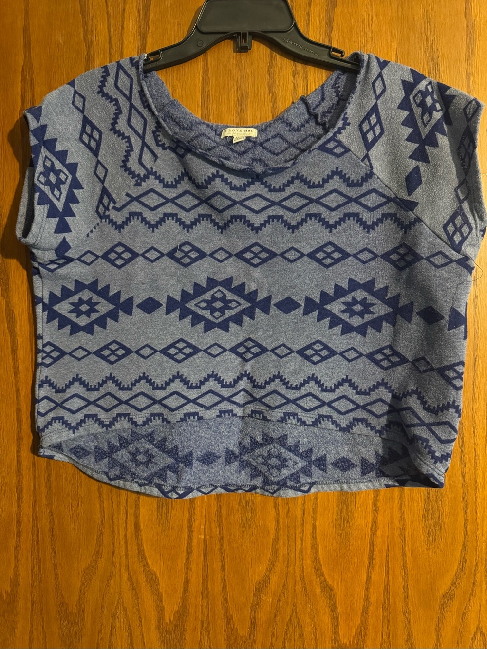 Love Blue and Navy Aztec Crop Top